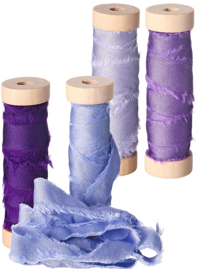 Mindsoft شريط شيفون منسدل من Mindsoft للحرف اليدوية، شرائط حرير ساتان، 1/2-1/4 بوصة × 20 ياردة، شرائط قماش مصنوعة يدويًا مع بكرة خشبية لتغليف هدايا عيد الحب وحفلات الزفاف (بنفسجي) - Image 1